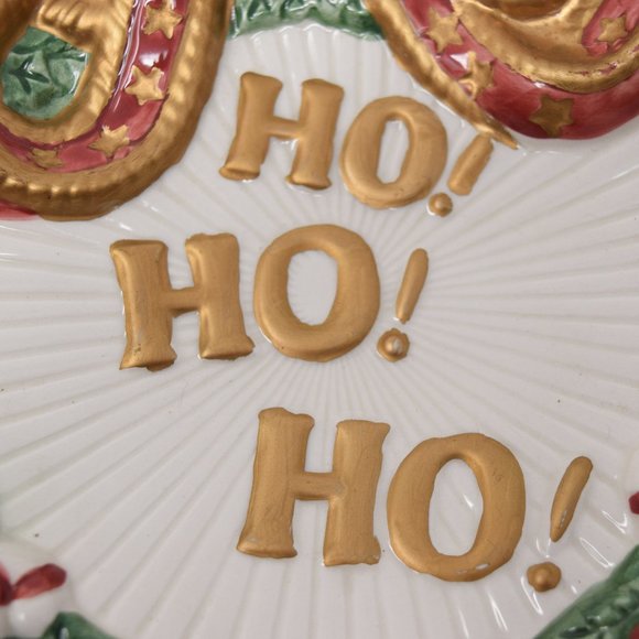 2002 Fitz and Floyd Essentials Santa Wreath Canape Plate IOB Christmas 3D - Picture 10 of 14